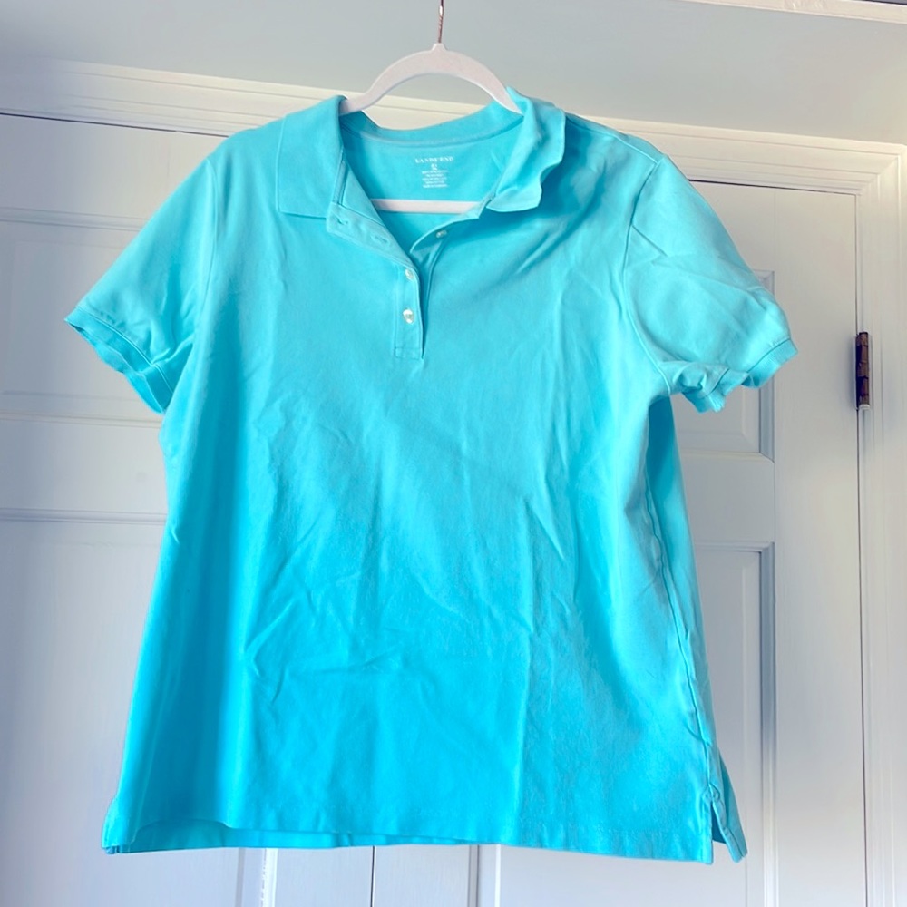 Lands End bright aqua polo, women’s 0X